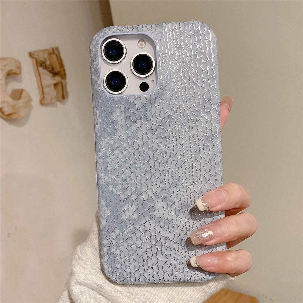For iPhone 15 Pro Max Case Gold Thread Lacquered Snake Texture PU + PC Phone Back Cover