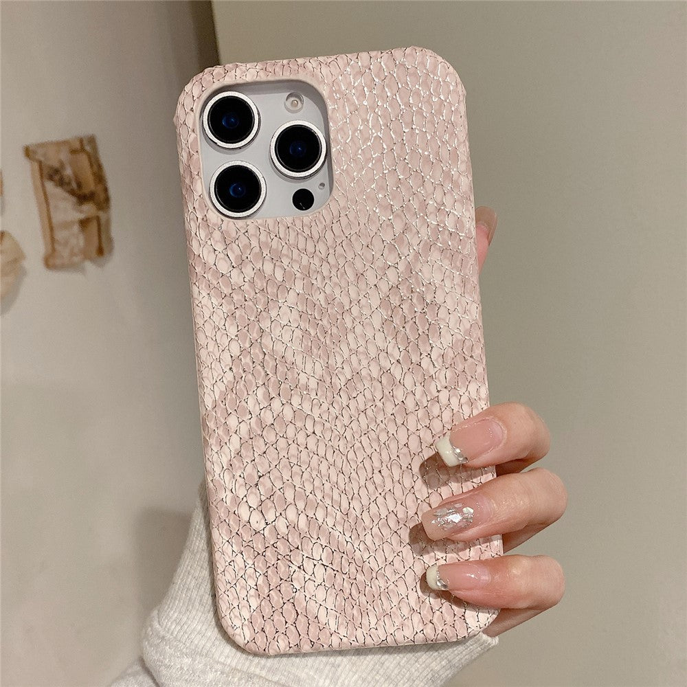 For iPhone 15 Pro Max Case Gold Thread Lacquered Snake Texture PU + PC Phone Back Cover