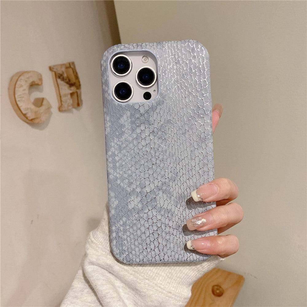 For iPhone 15 Pro Case Gold Thread Lacquered Snake Texture PU + PC Phone Back Cover