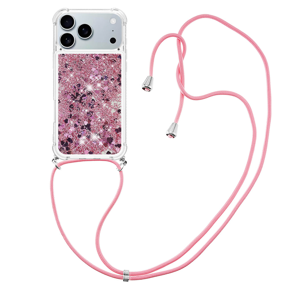 For iPhone 17 Pro Max TPU Case Quicksand Phone Cover with Lanyard