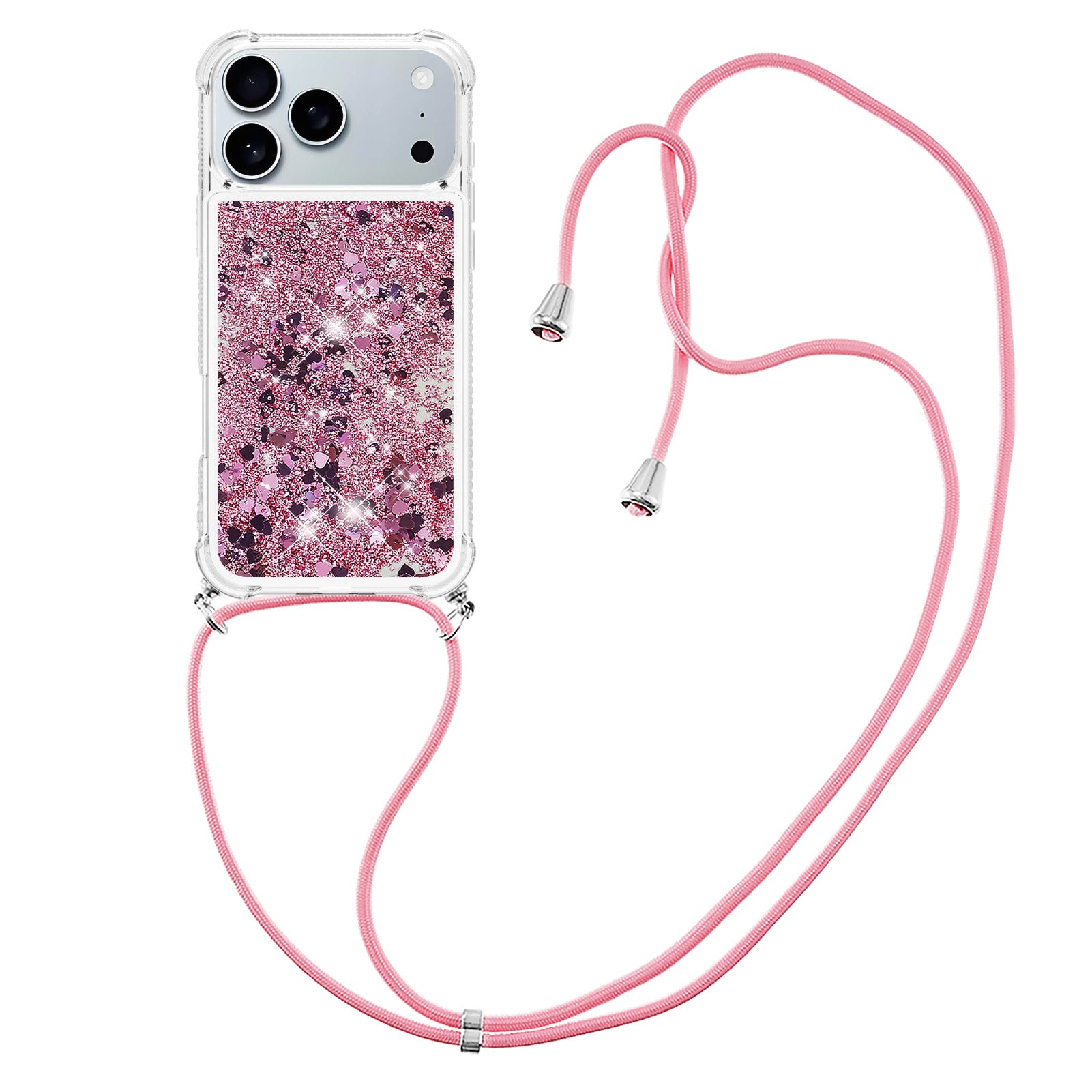 For iPhone 17 Pro Max TPU Case Quicksand Phone Cover with Lanyard