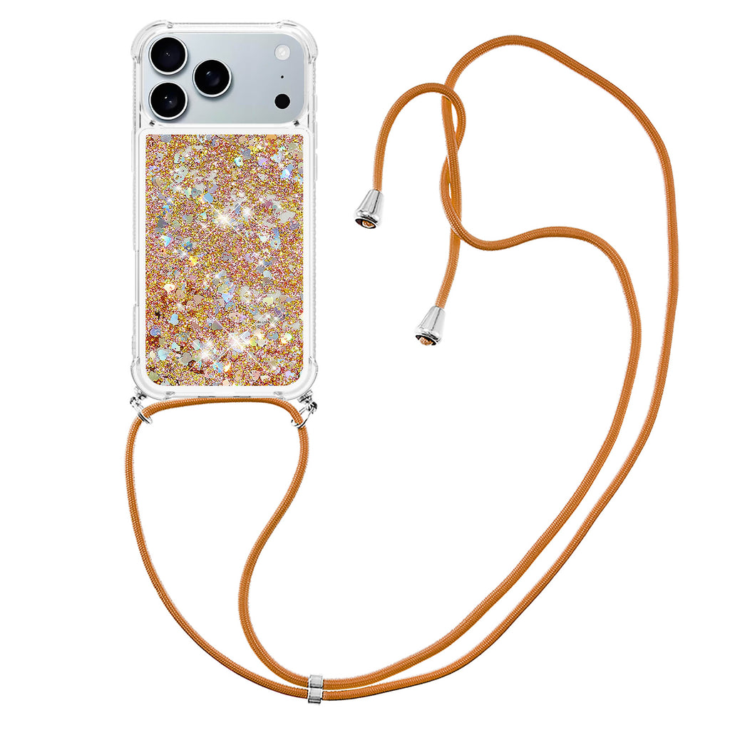 For iPhone 17 Pro Max TPU Case Quicksand Phone Cover with Lanyard