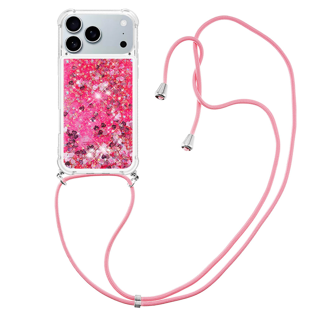 For iPhone 17 Pro Max TPU Case Quicksand Phone Cover with Lanyard