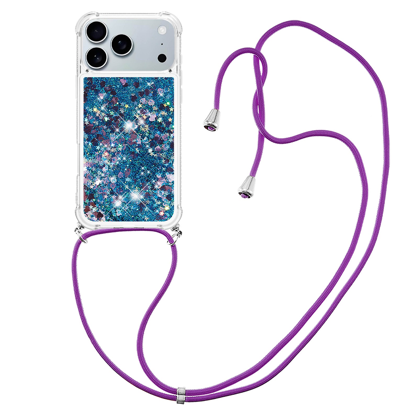 For iPhone 17 Pro Max TPU Case Quicksand Phone Cover with Lanyard