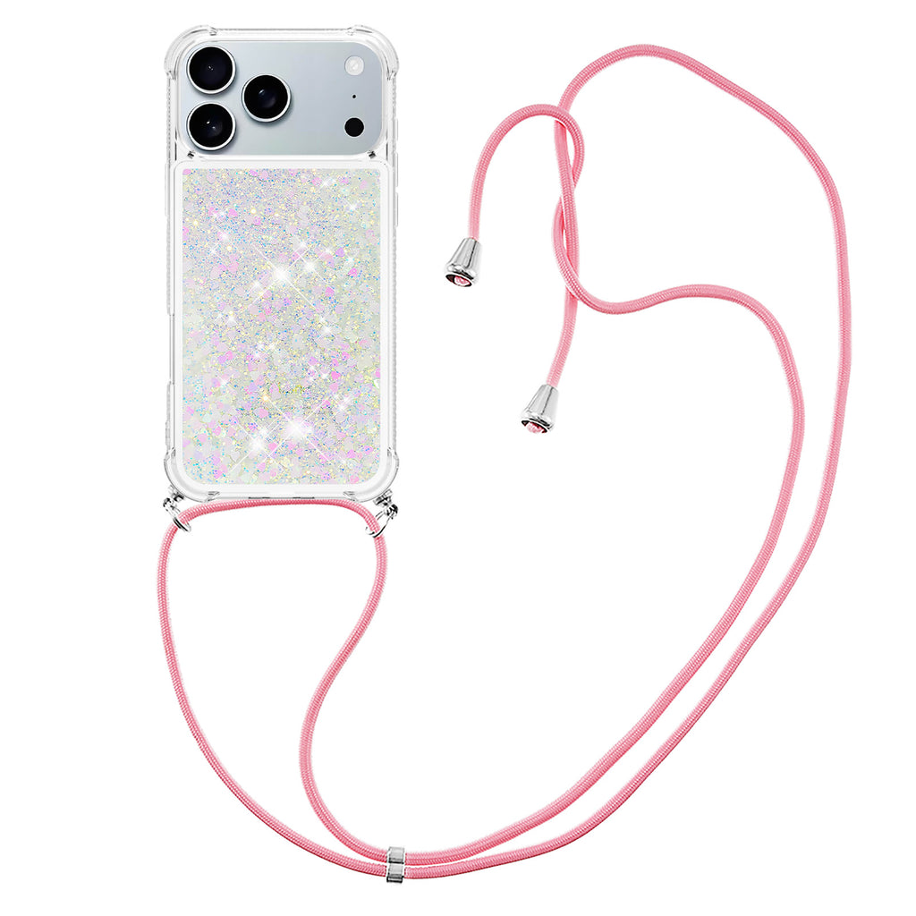 For iPhone 17 Pro Max TPU Case Quicksand Phone Cover with Lanyard