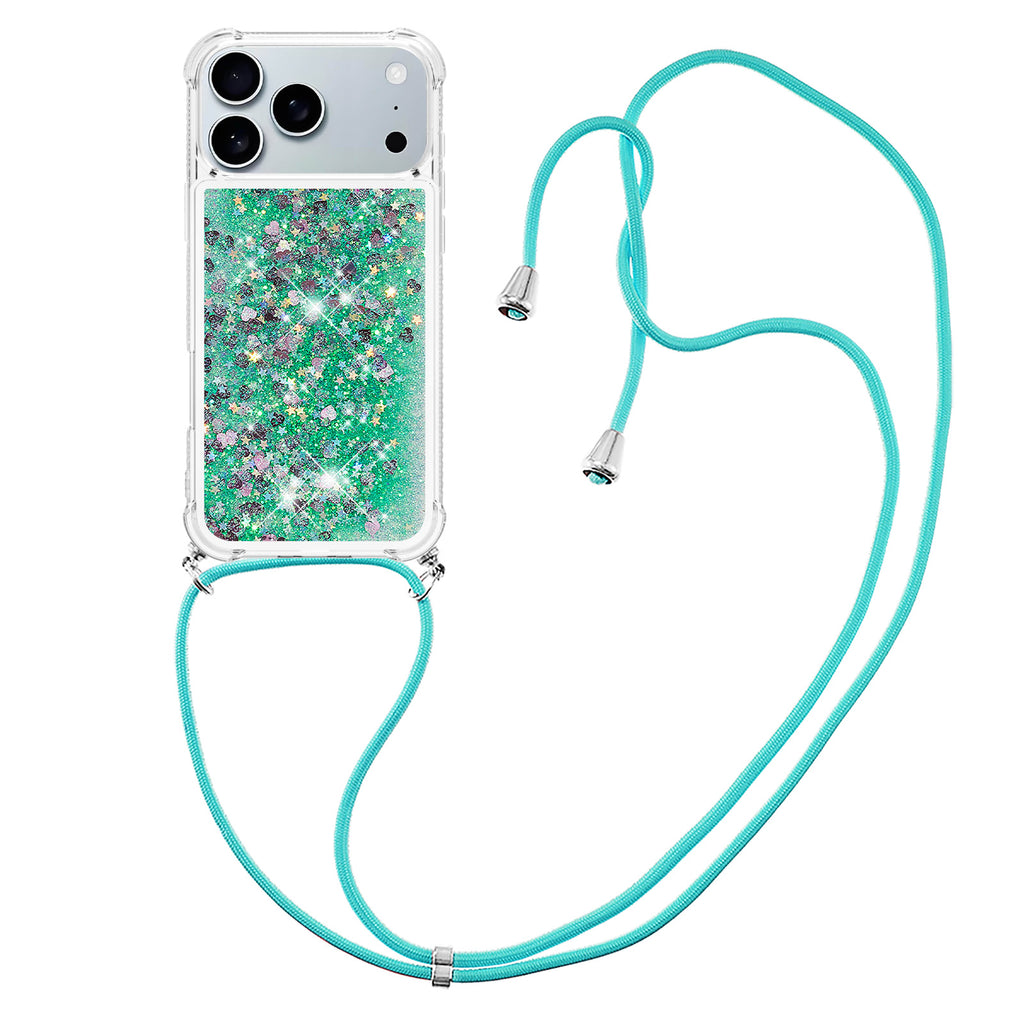 For iPhone 17 Pro Max TPU Case Quicksand Phone Cover with Lanyard