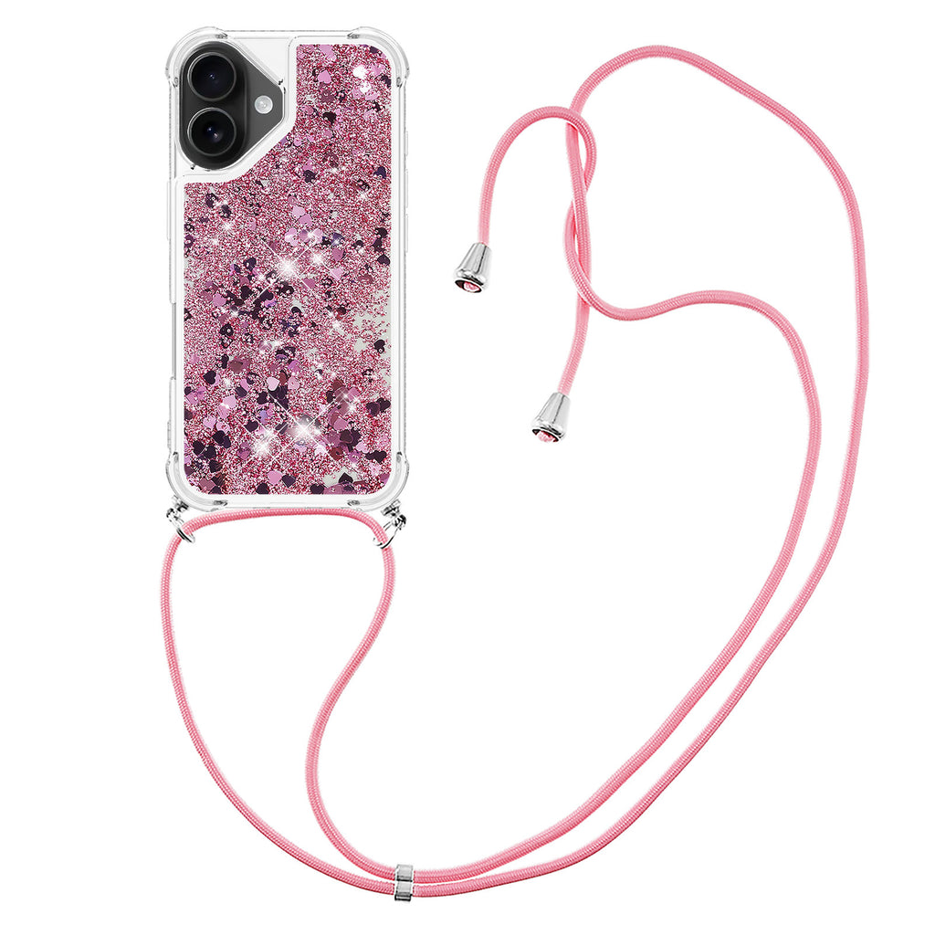 For iPhone 17 TPU Case Quicksand Phone Cover with Lanyard