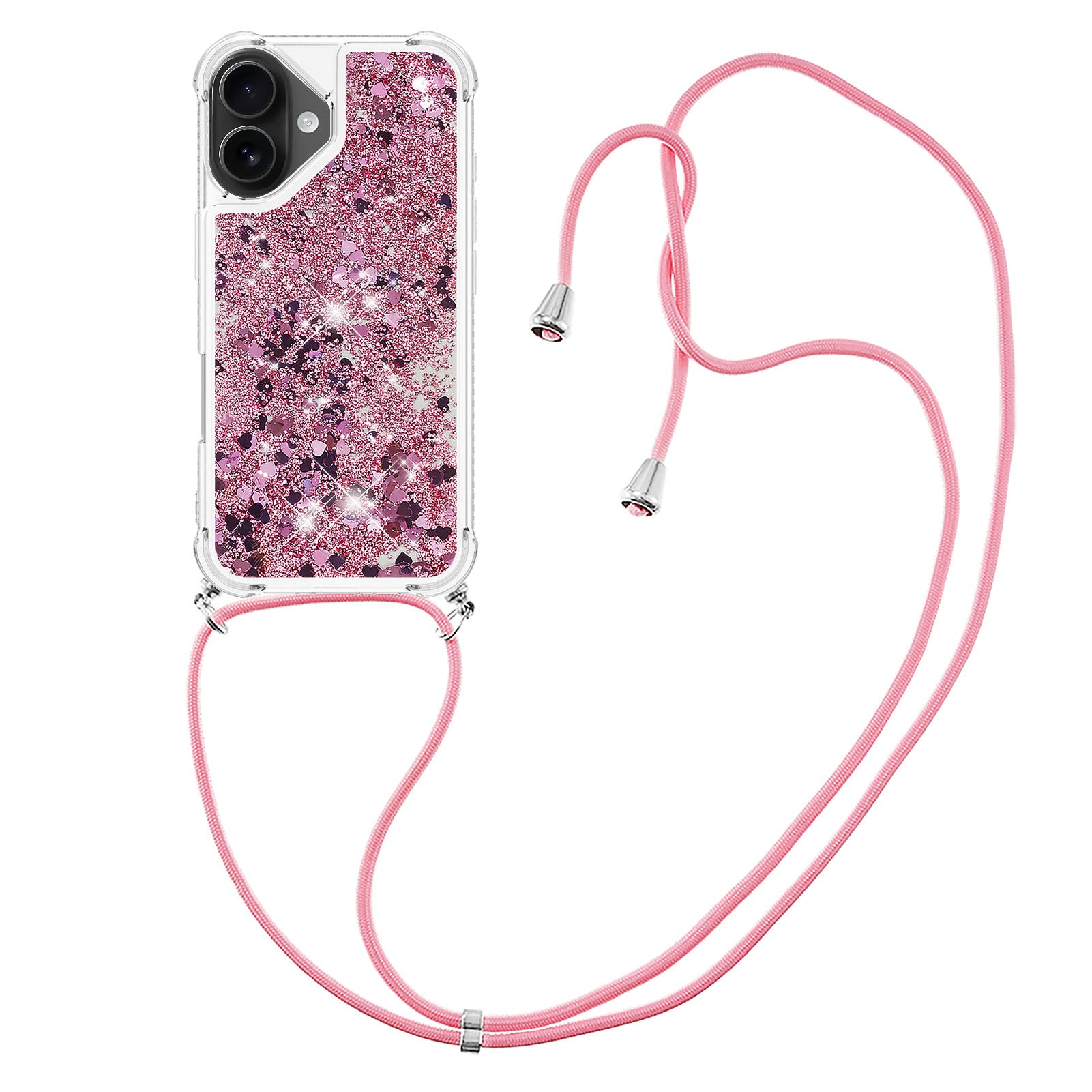 For iPhone 17 TPU Case Quicksand Phone Cover with Lanyard