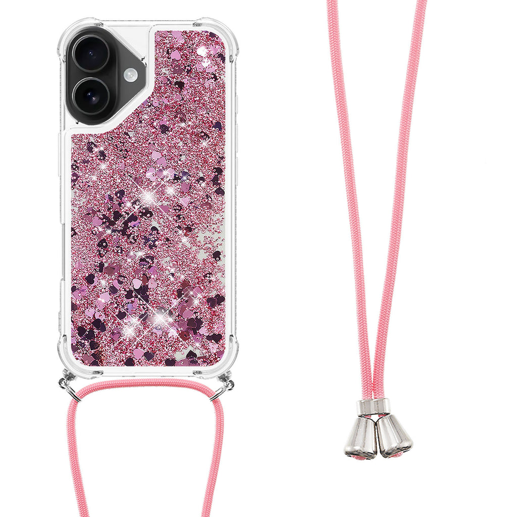 For iPhone 17 TPU Case Quicksand Phone Cover with Lanyard