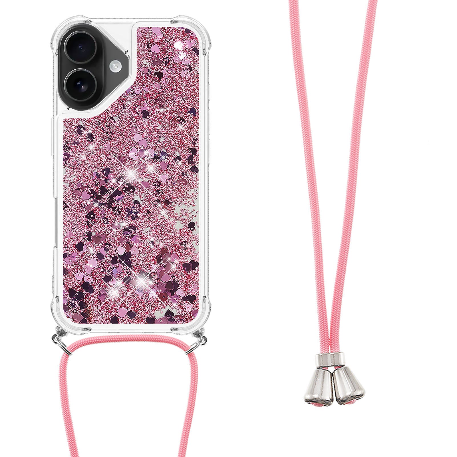 For iPhone 17 TPU Case Quicksand Phone Cover with Lanyard