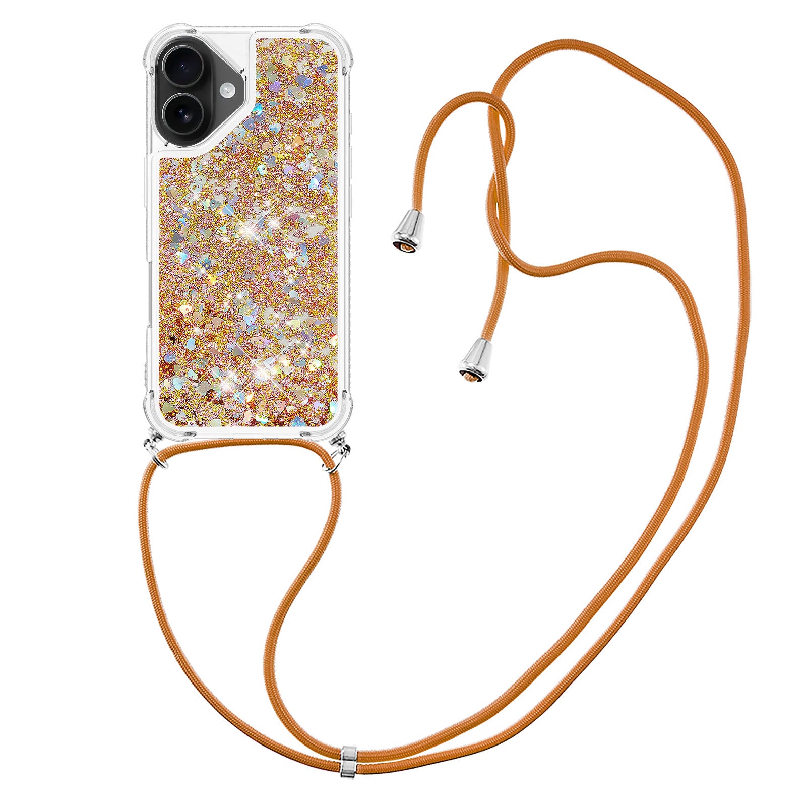 For iPhone 17 TPU Case Quicksand Phone Cover with Lanyard