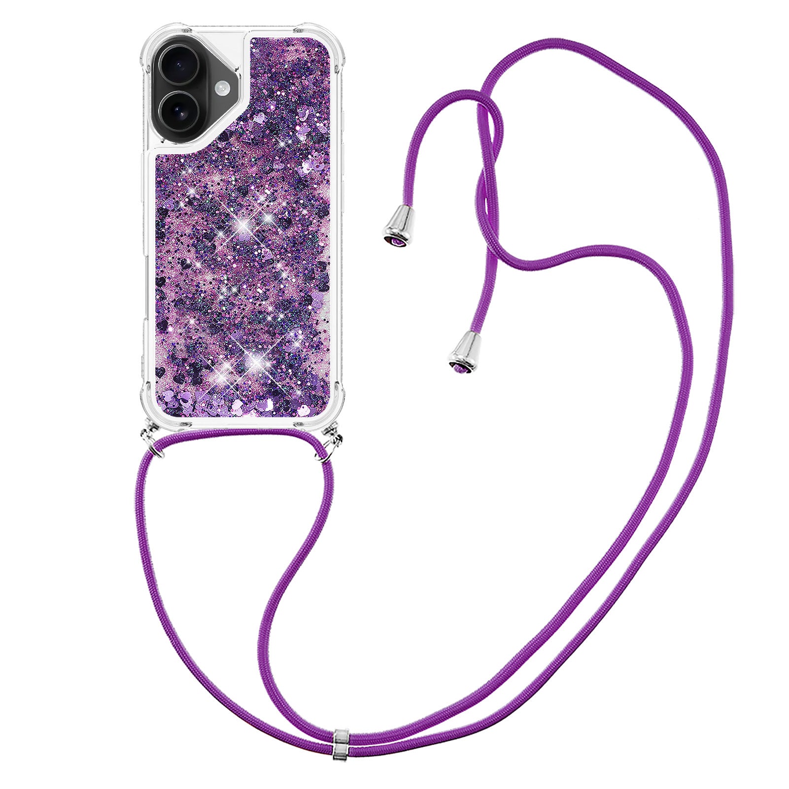 For iPhone 17 TPU Case Quicksand Phone Cover with Lanyard