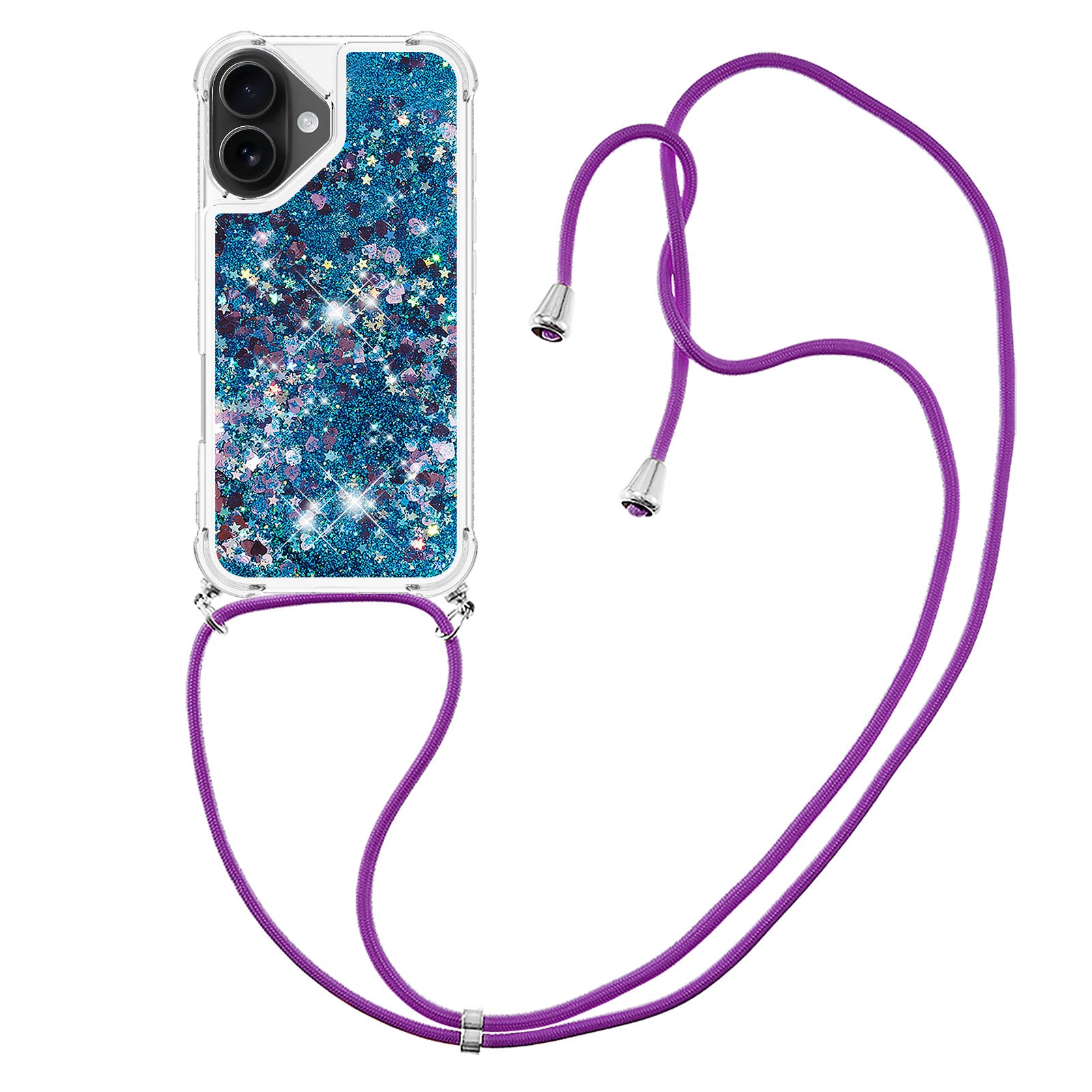 For iPhone 17 TPU Case Quicksand Phone Cover with Lanyard