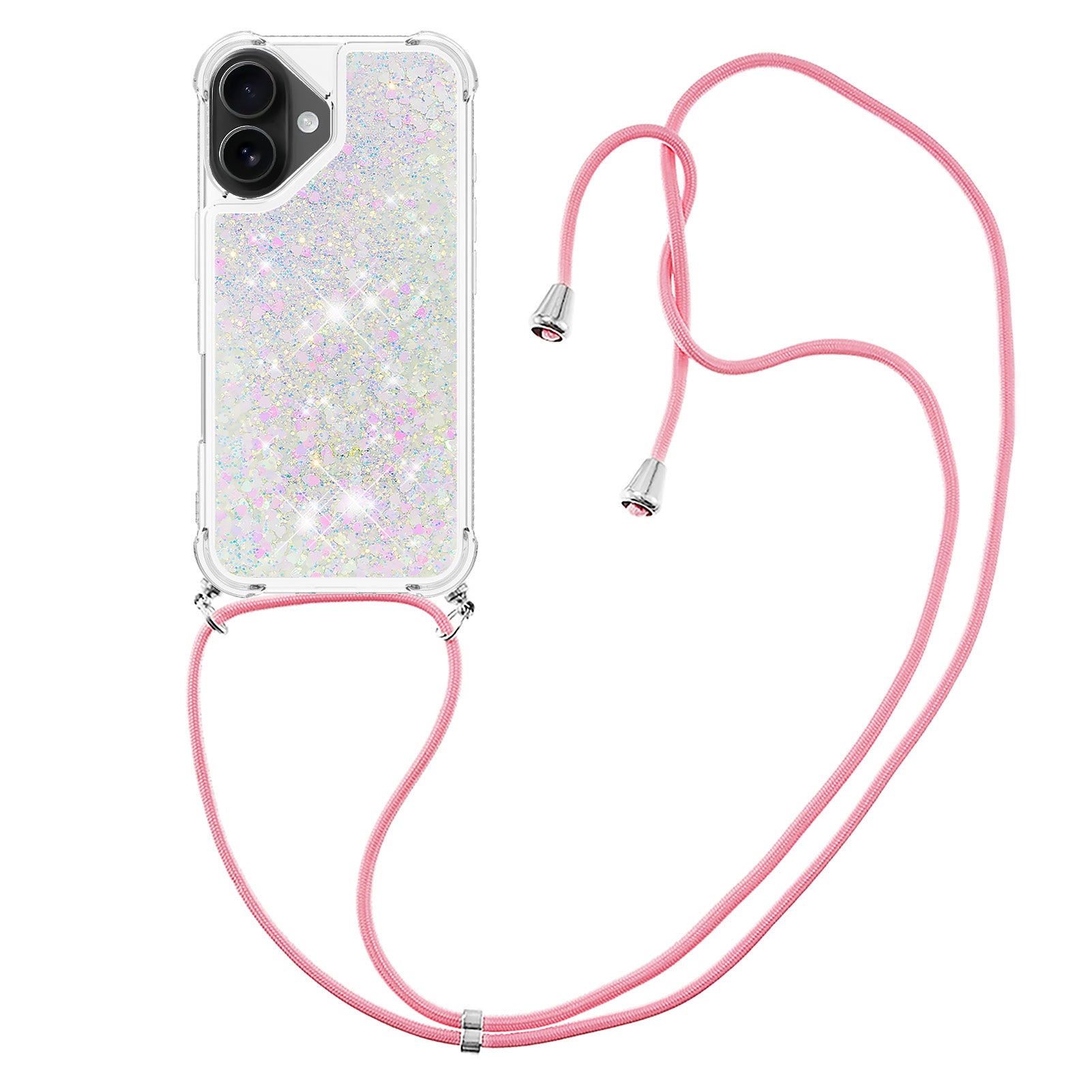For iPhone 17 TPU Case Quicksand Phone Cover with Lanyard