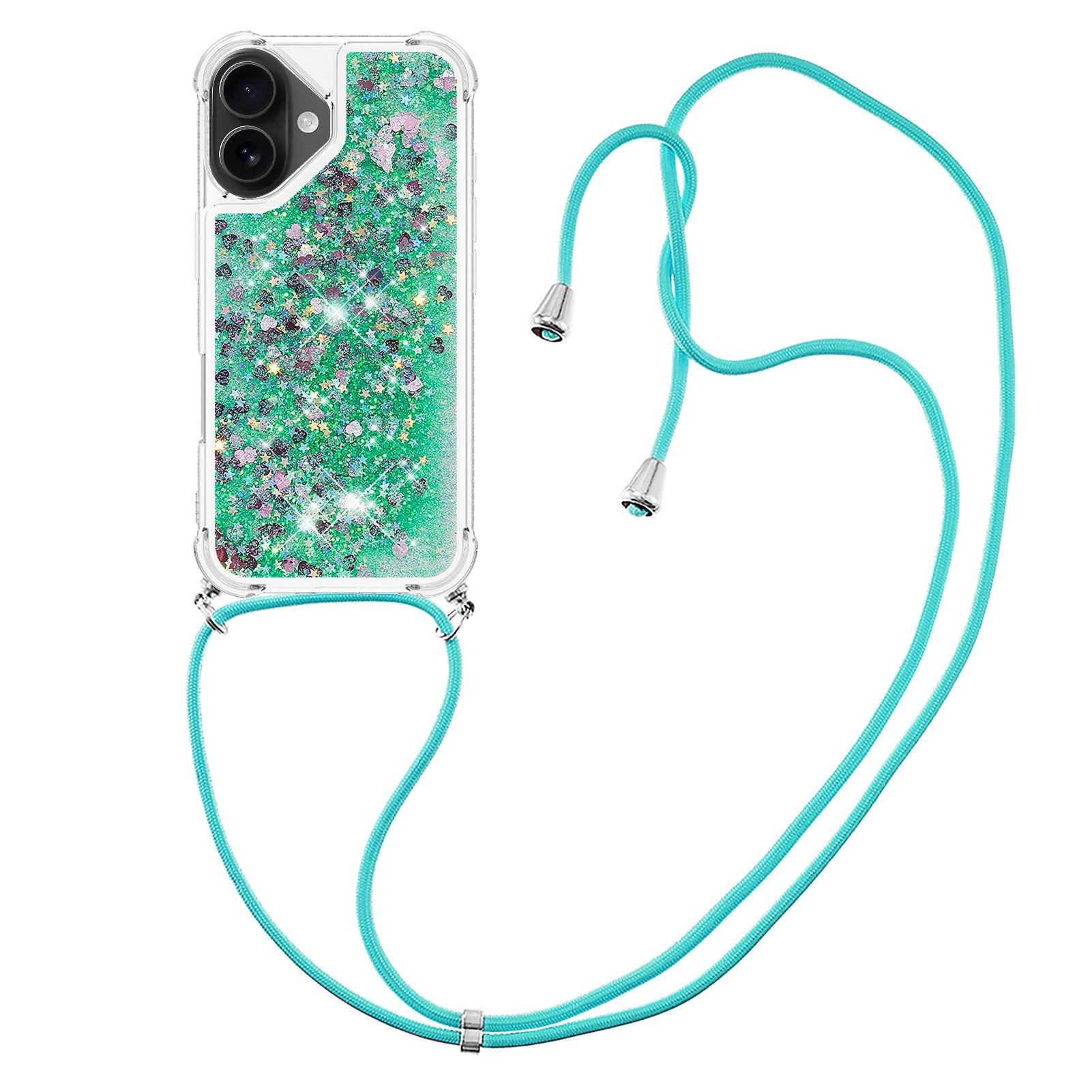 For iPhone 17 TPU Case Quicksand Phone Cover with Lanyard