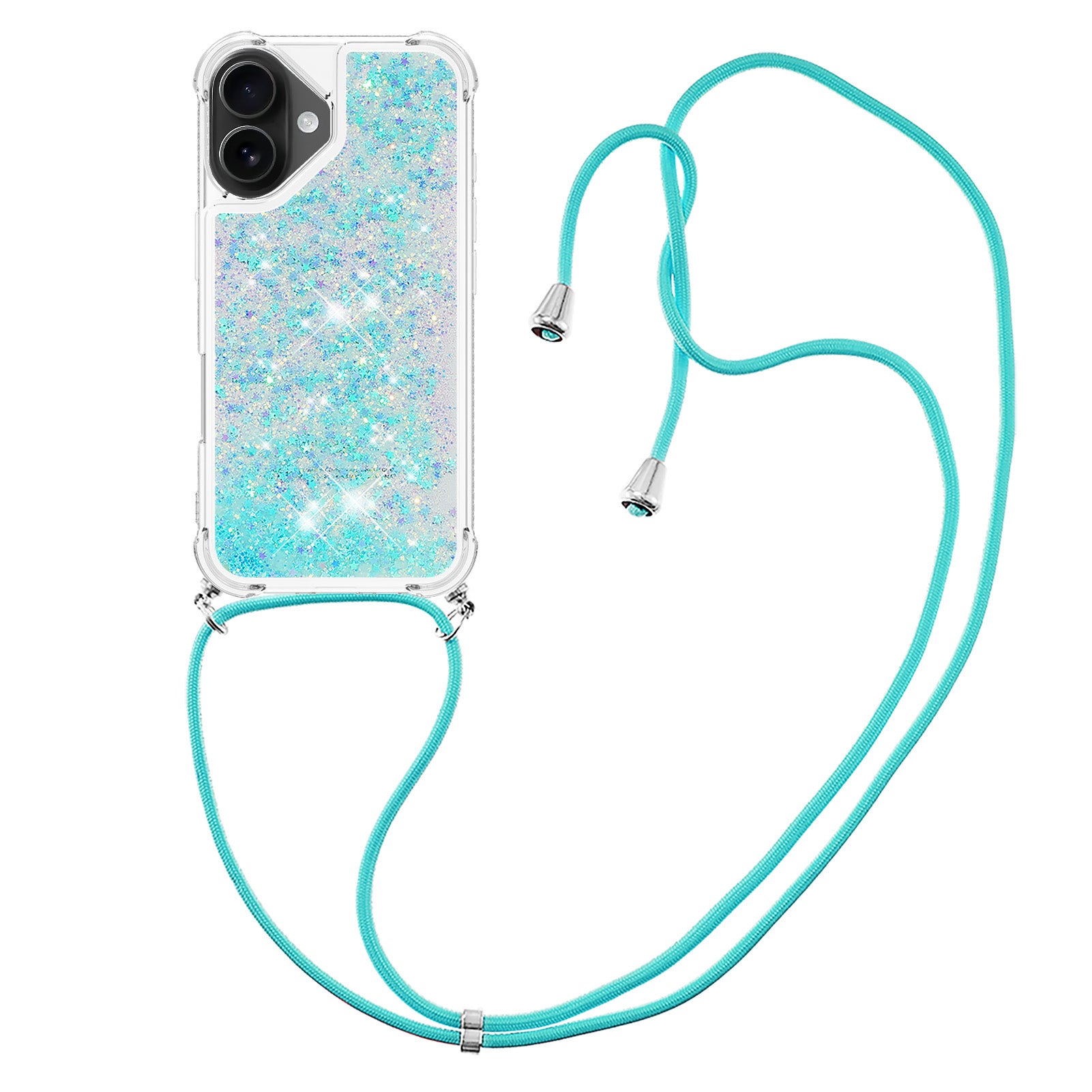 For iPhone 17 TPU Case Quicksand Phone Cover with Lanyard