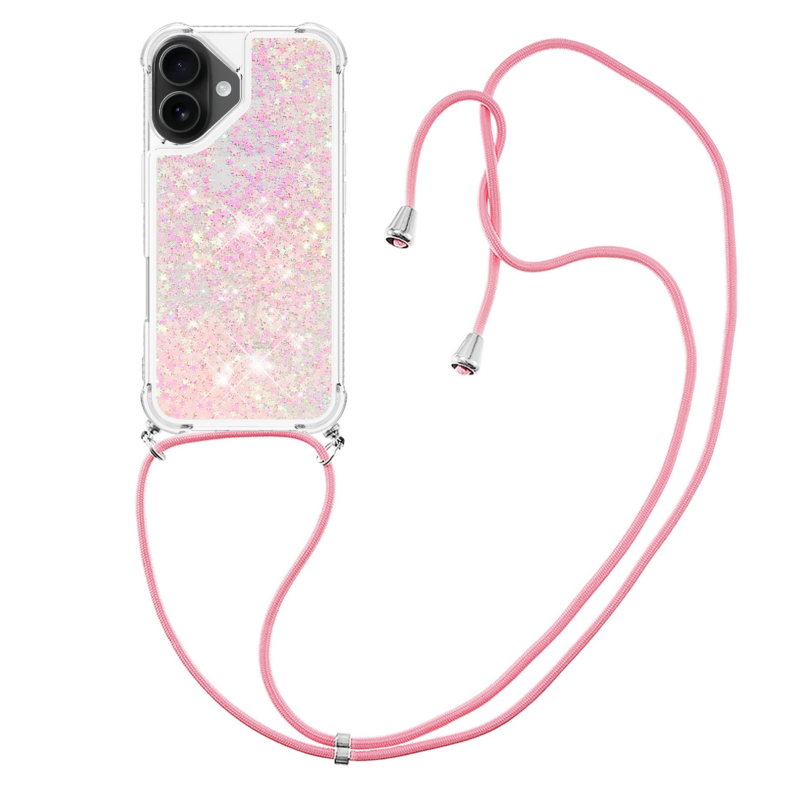 For iPhone 17 TPU Case Quicksand Phone Cover with Lanyard