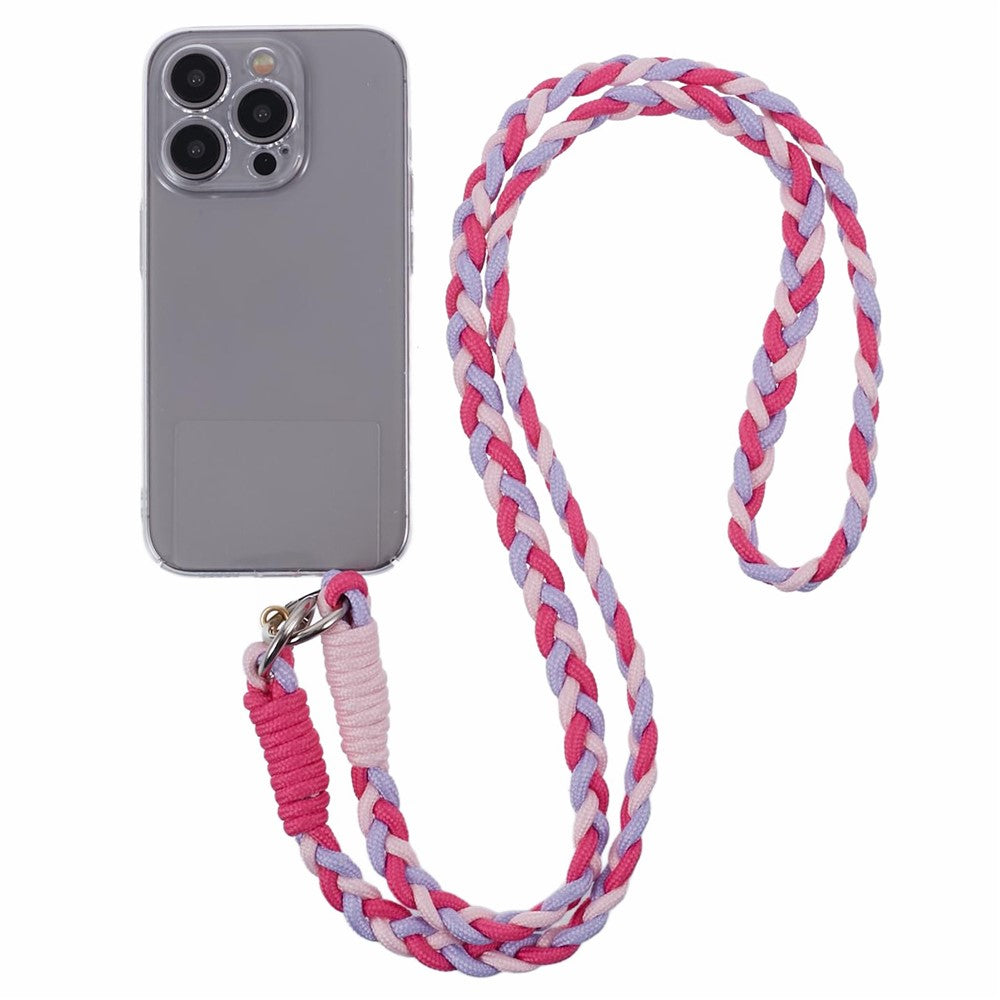 A5 Style 60cm Phone Crossbody Lanyard Weaving Polyester Shoulder Strap Phone Charms with Patch
