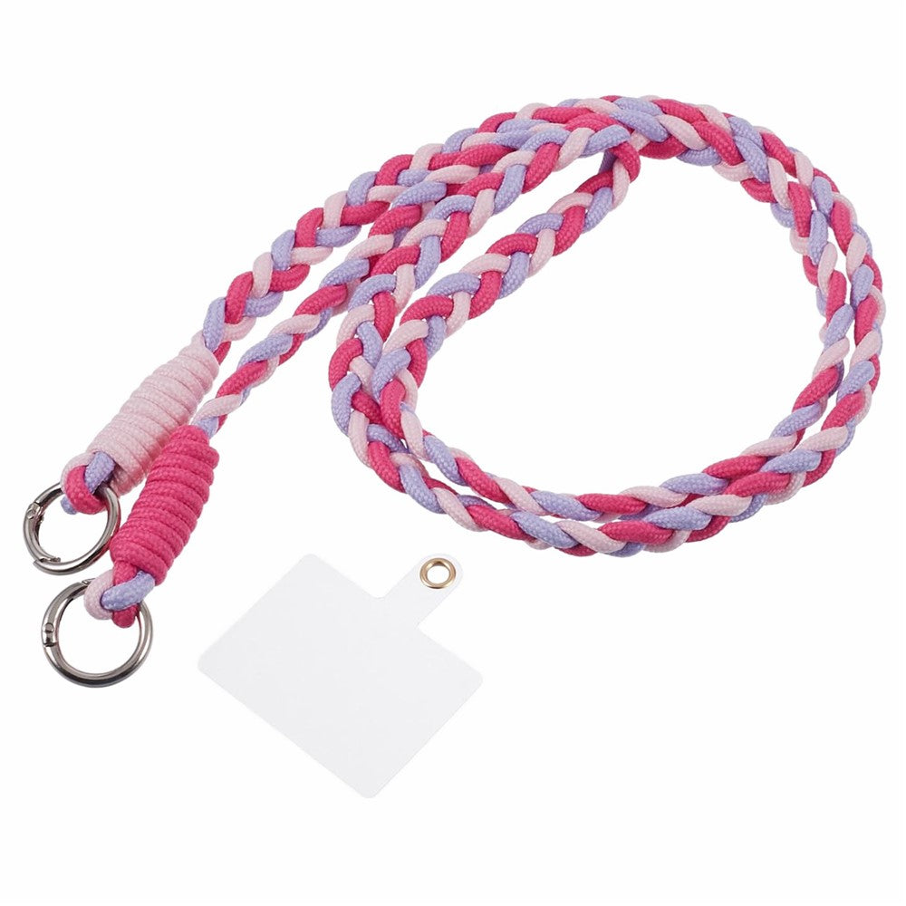 A5 Style 60cm Phone Crossbody Lanyard Weaving Polyester Shoulder Strap Phone Charms with Patch