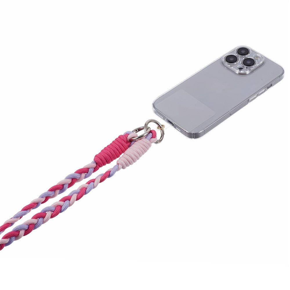 A5 Style 60cm Phone Crossbody Lanyard Weaving Polyester Shoulder Strap Phone Charms with Patch