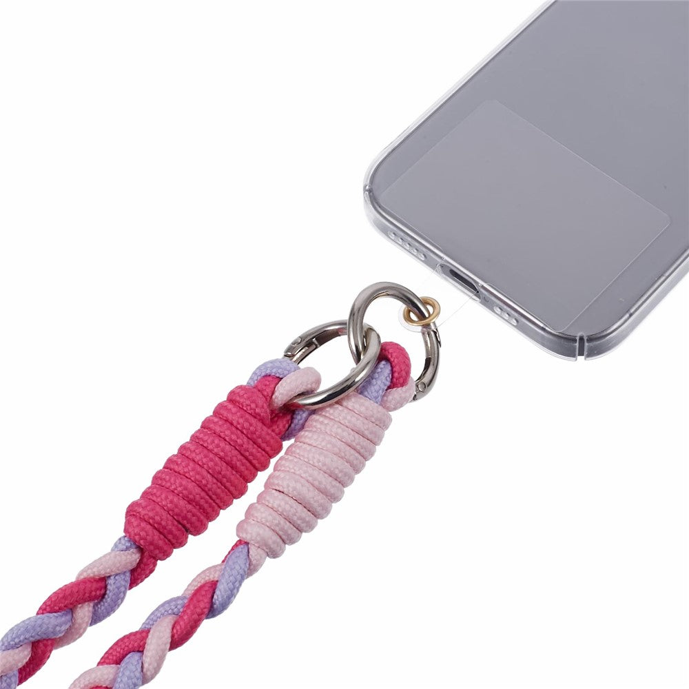 A5 Style 60cm Phone Crossbody Lanyard Weaving Polyester Shoulder Strap Phone Charms with Patch