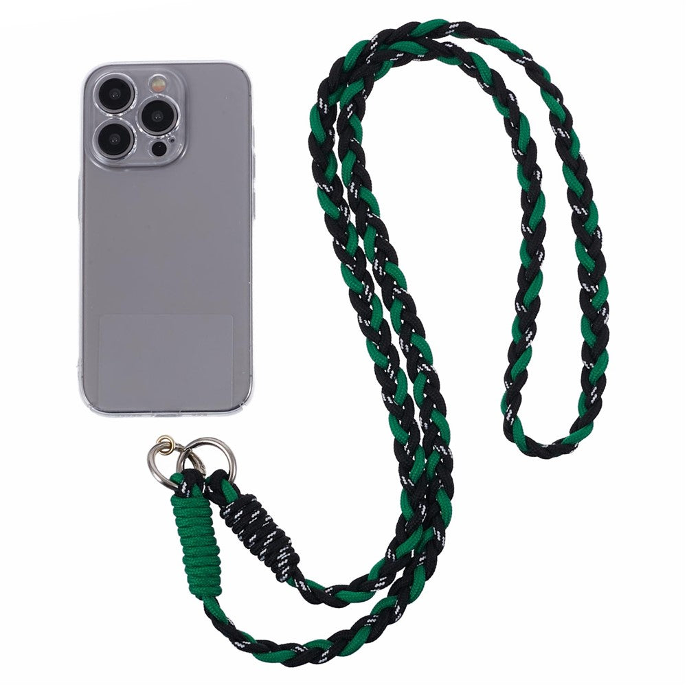 A5 Style 60cm Phone Crossbody Lanyard Weaving Polyester Shoulder Strap Phone Charms with Patch