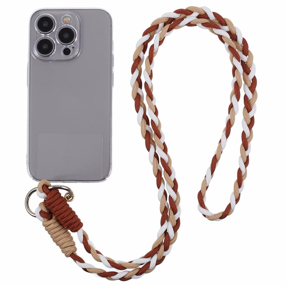 A5 Style 60cm Phone Crossbody Lanyard Weaving Polyester Shoulder Strap Phone Charms with Patch