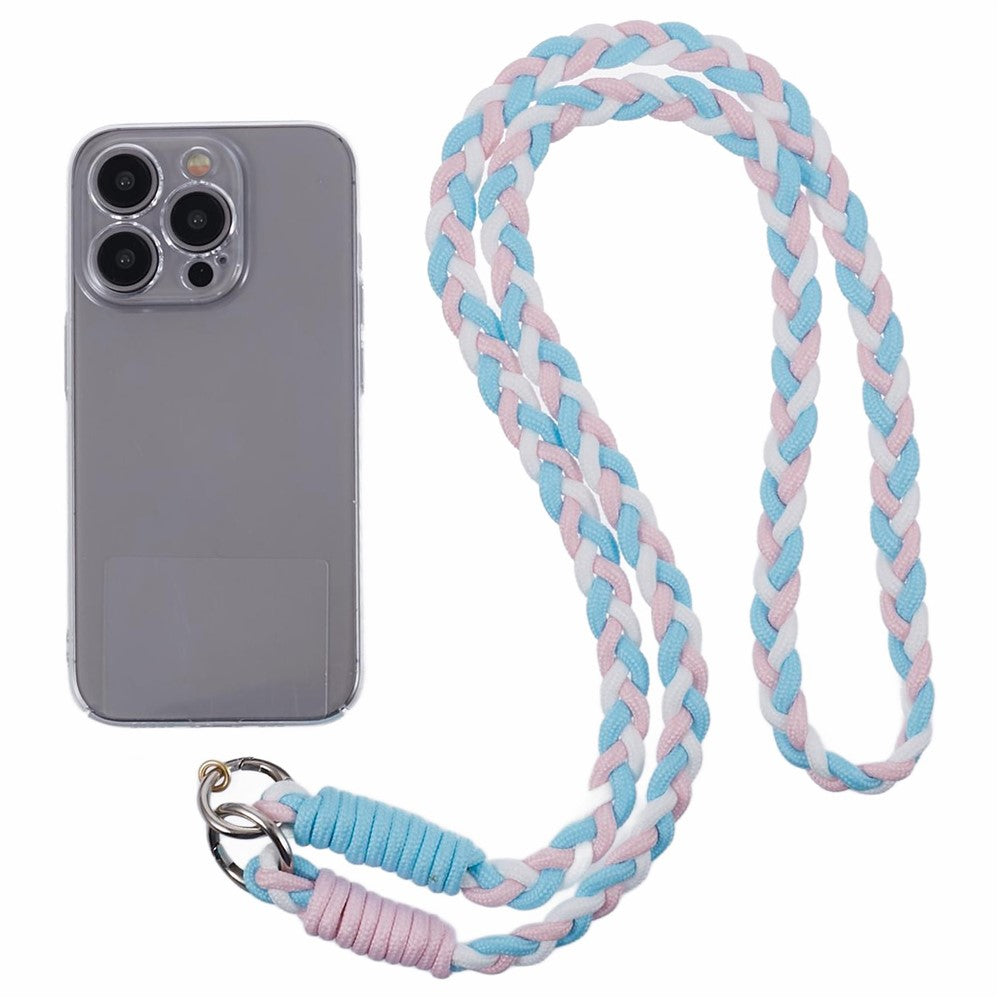 A5 Style 60cm Phone Crossbody Lanyard Weaving Polyester Shoulder Strap Phone Charms with Patch