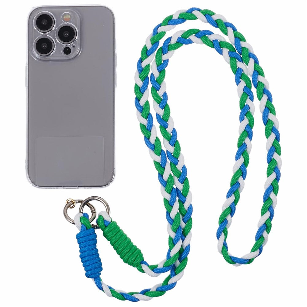 A5 Style 60cm Phone Crossbody Lanyard Weaving Polyester Shoulder Strap Phone Charms with Patch