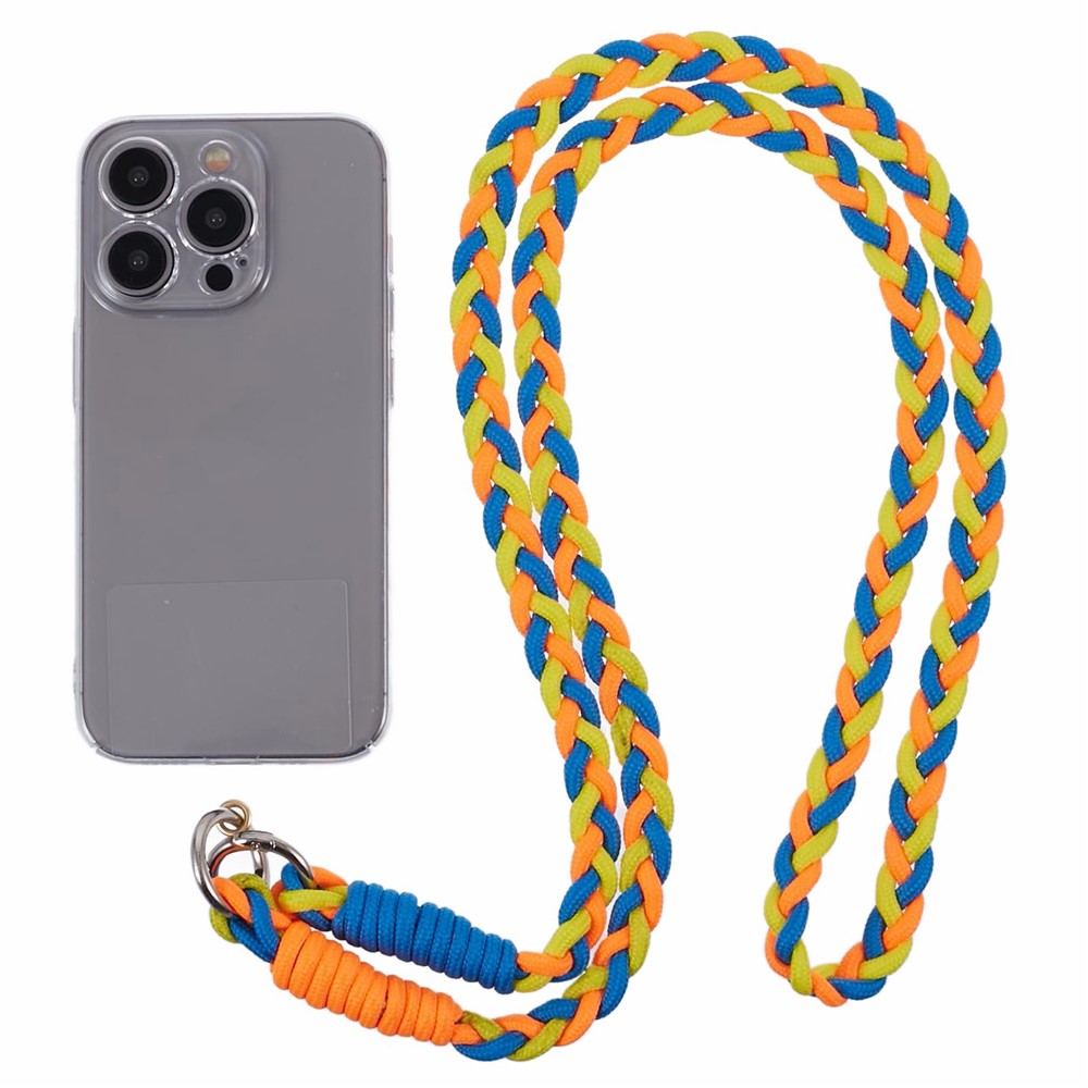 A5 Style 60cm Phone Crossbody Lanyard Weaving Polyester Shoulder Strap Phone Charms with Patch