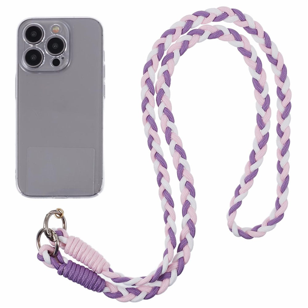 A5 Style 60cm Phone Crossbody Lanyard Weaving Polyester Shoulder Strap Phone Charms with Patch