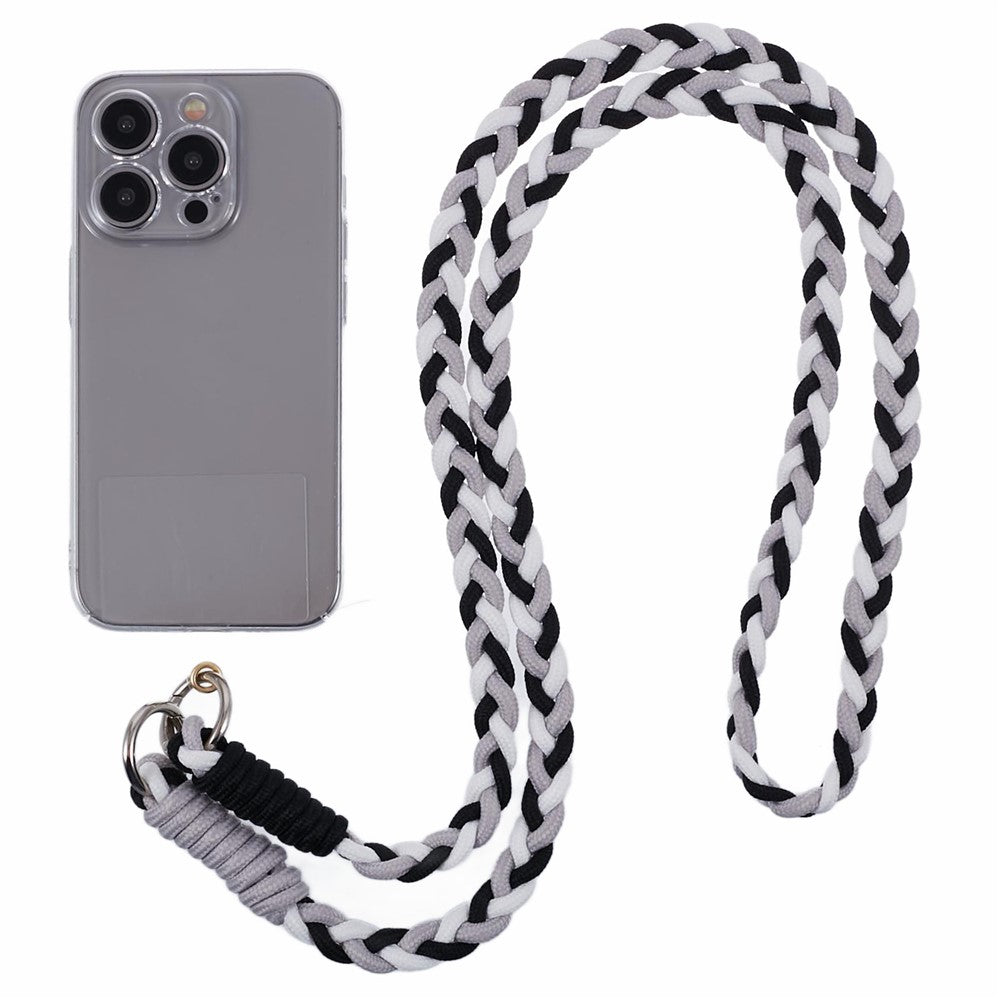 A5 Style 60cm Phone Crossbody Lanyard Weaving Polyester Shoulder Strap Phone Charms with Patch