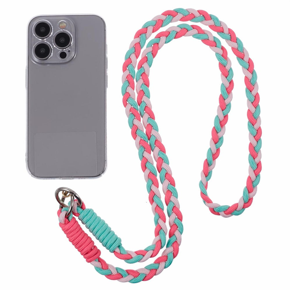 A5 Style 60cm Phone Crossbody Lanyard Weaving Polyester Shoulder Strap Phone Charms with Patch