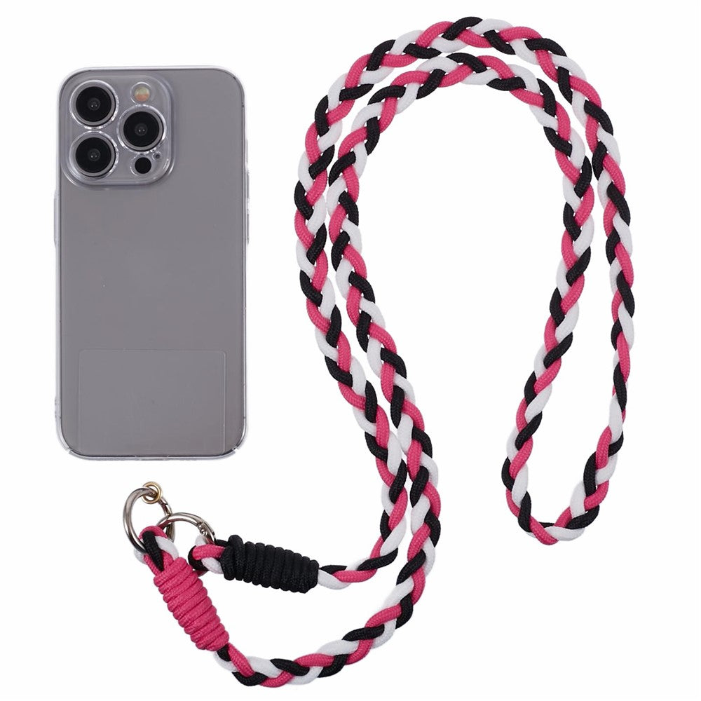 A5 Style 60cm Phone Crossbody Lanyard Weaving Polyester Shoulder Strap Phone Charms with Patch