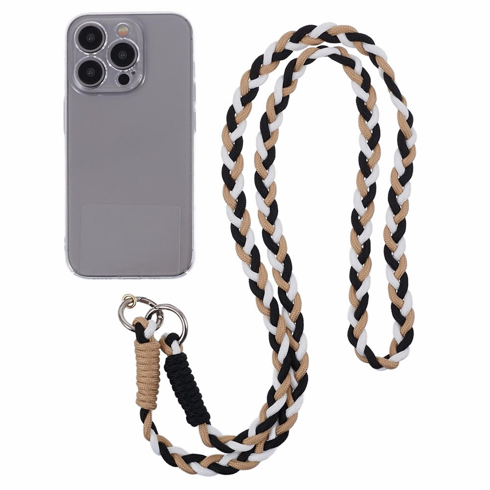 A5 Style 60cm Phone Crossbody Lanyard Weaving Polyester Shoulder Strap Phone Charms with Patch
