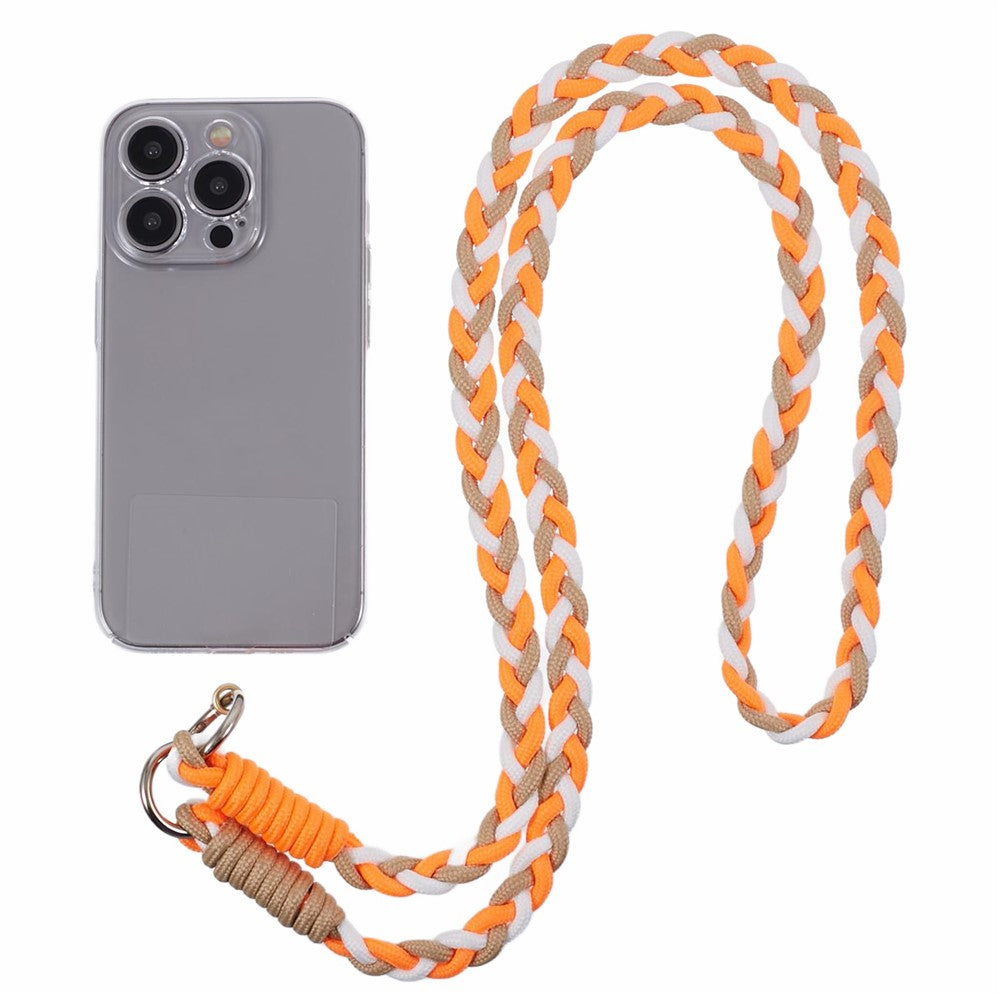 A5 Style 60cm Phone Crossbody Lanyard Weaving Polyester Shoulder Strap Phone Charms with Patch