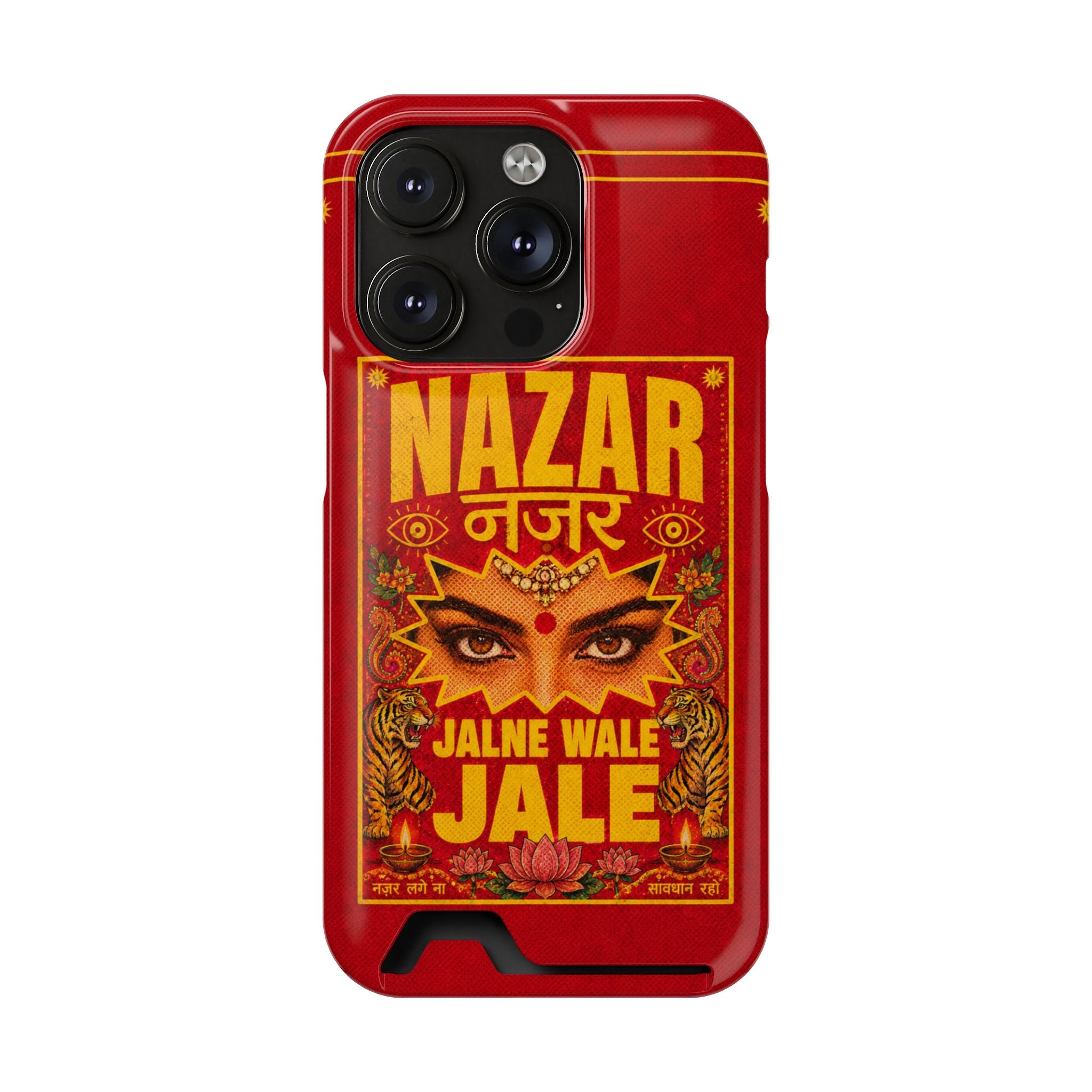Nazar Phone Case with Card Holder — Bold Retro Indian Eye Protection Design