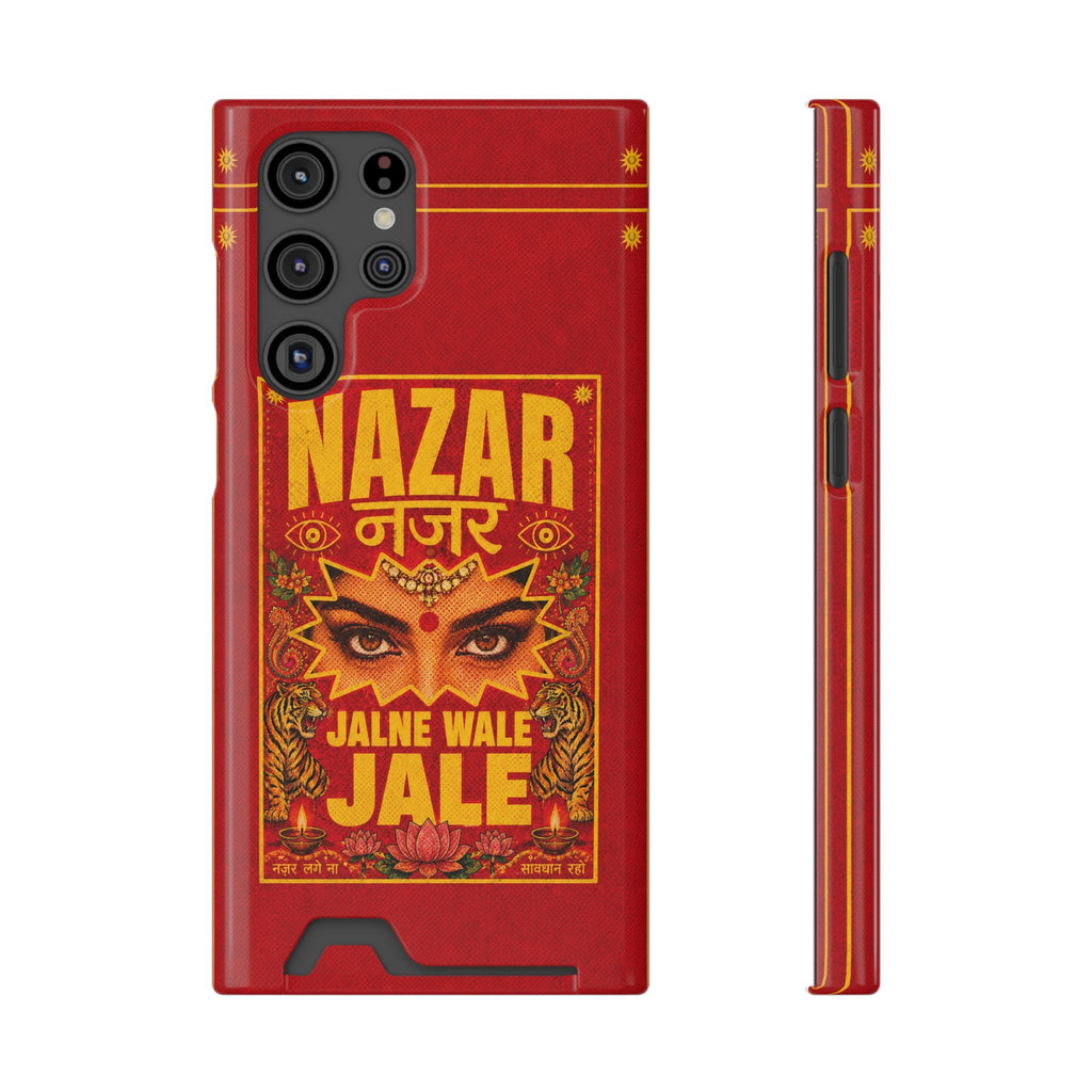 Nazar Phone Case with Card Holder — Bold Retro Indian Eye Protection Design