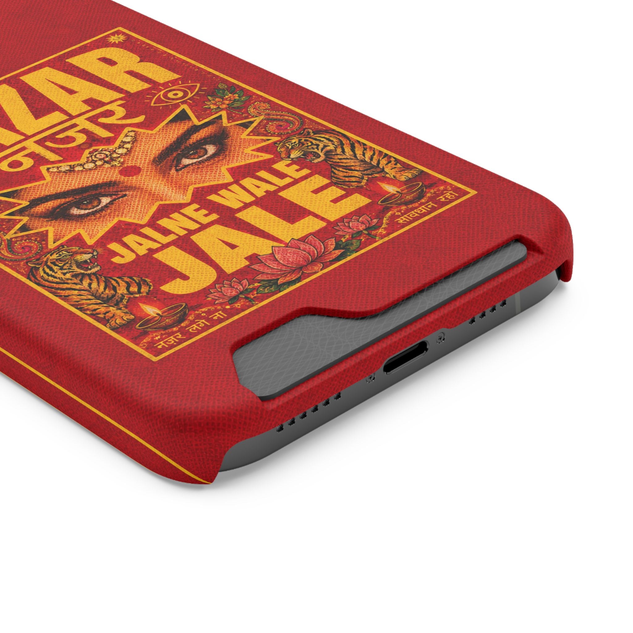 Nazar Phone Case with Card Holder — Bold Retro Indian Eye Protection Design