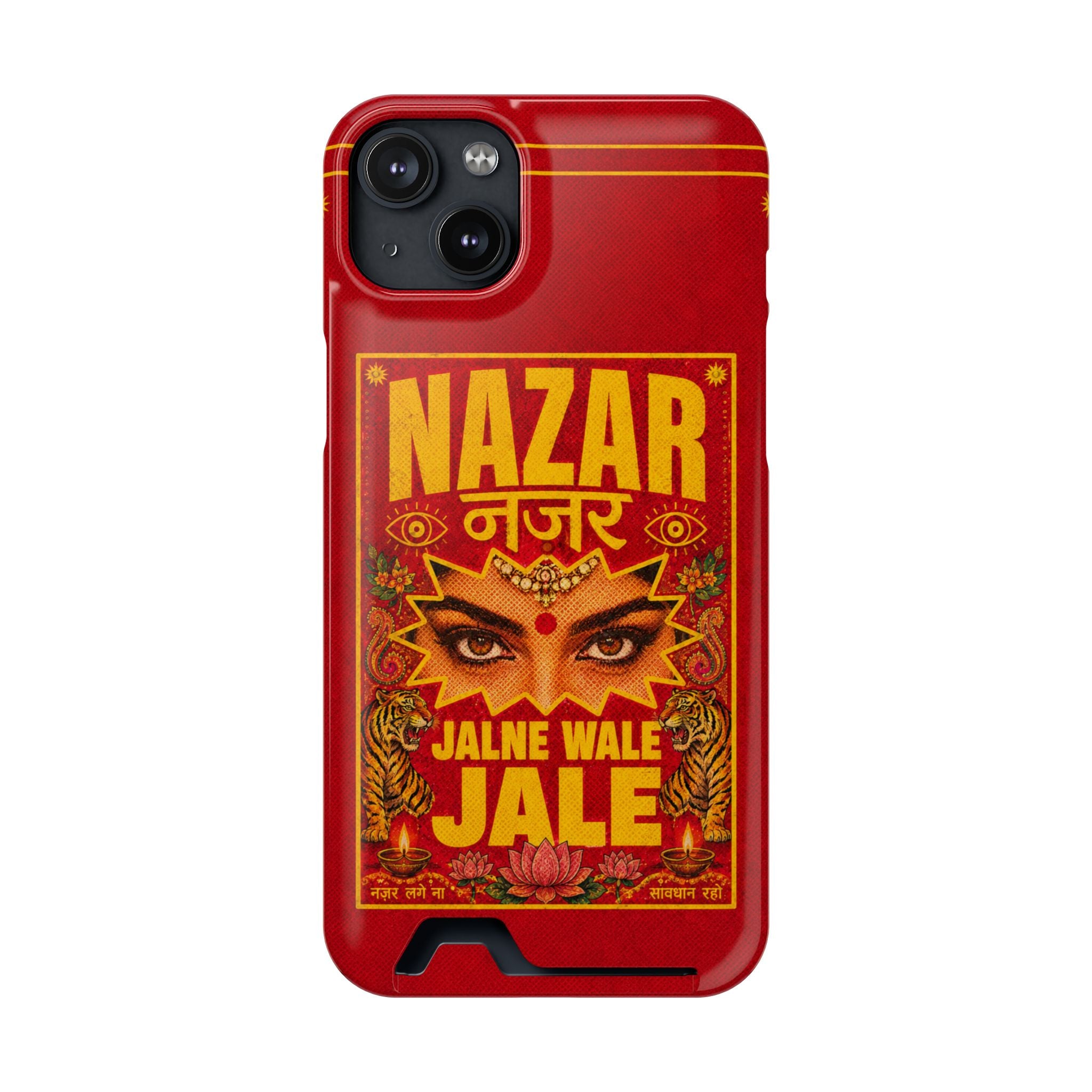 Nazar Phone Case with Card Holder — Bold Retro Indian Eye Protection Design
