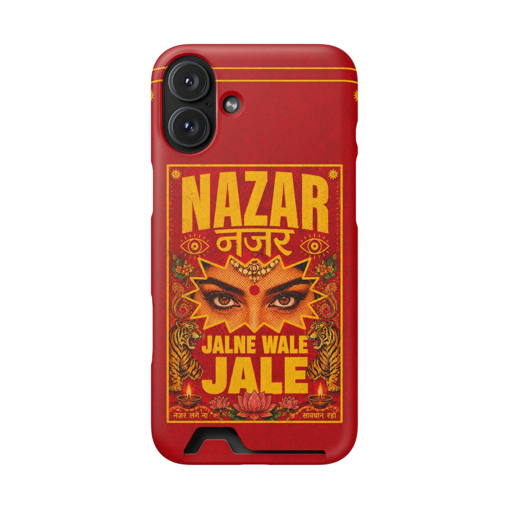 Nazar Phone Case with Card Holder — Bold Retro Indian Eye Protection Design