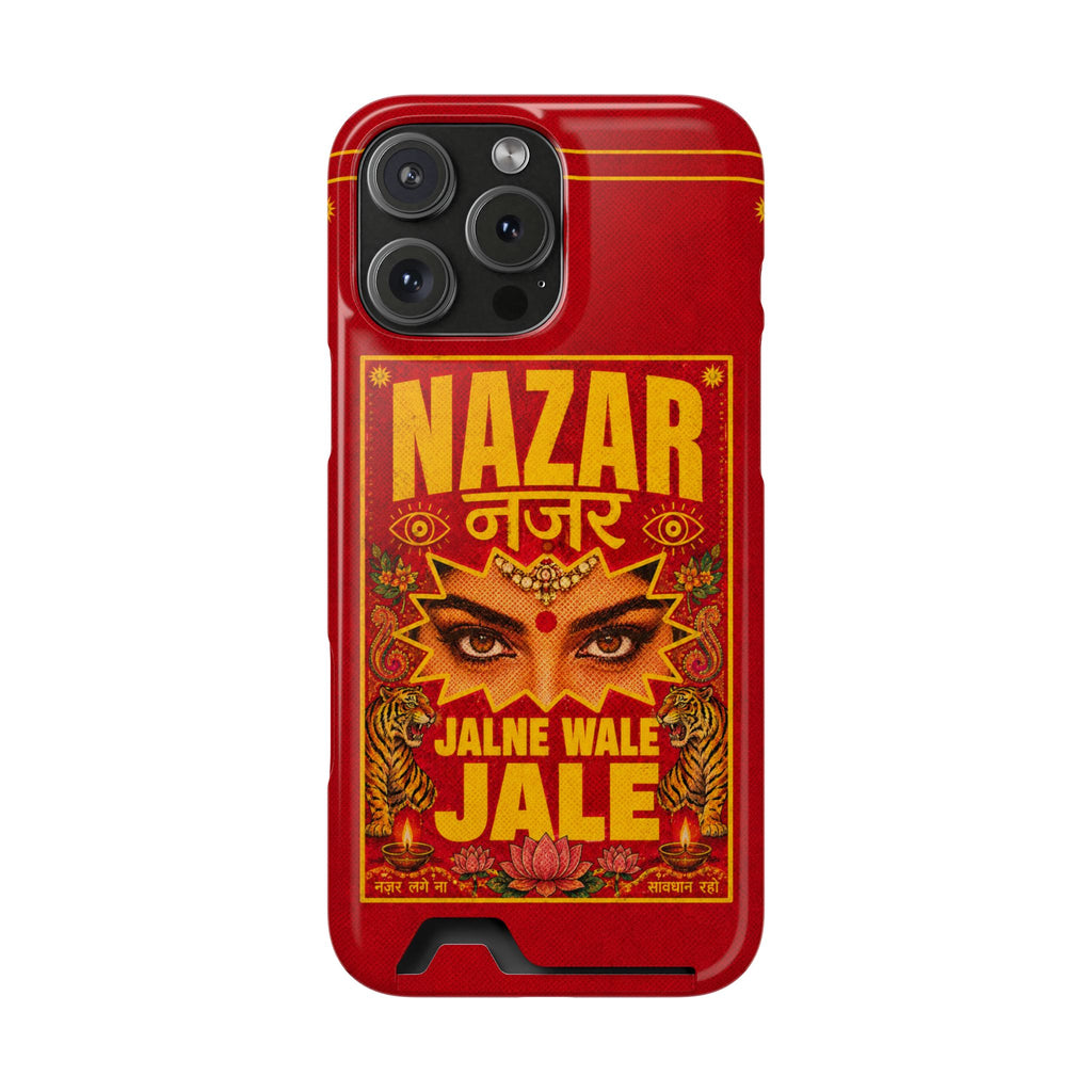 Nazar Phone Case with Card Holder — Bold Retro Indian Eye Protection Design
