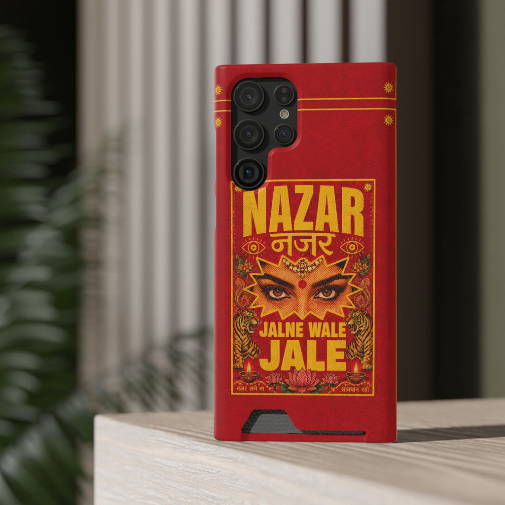 Nazar Phone Case with Card Holder — Bold Retro Indian Eye Protection Design