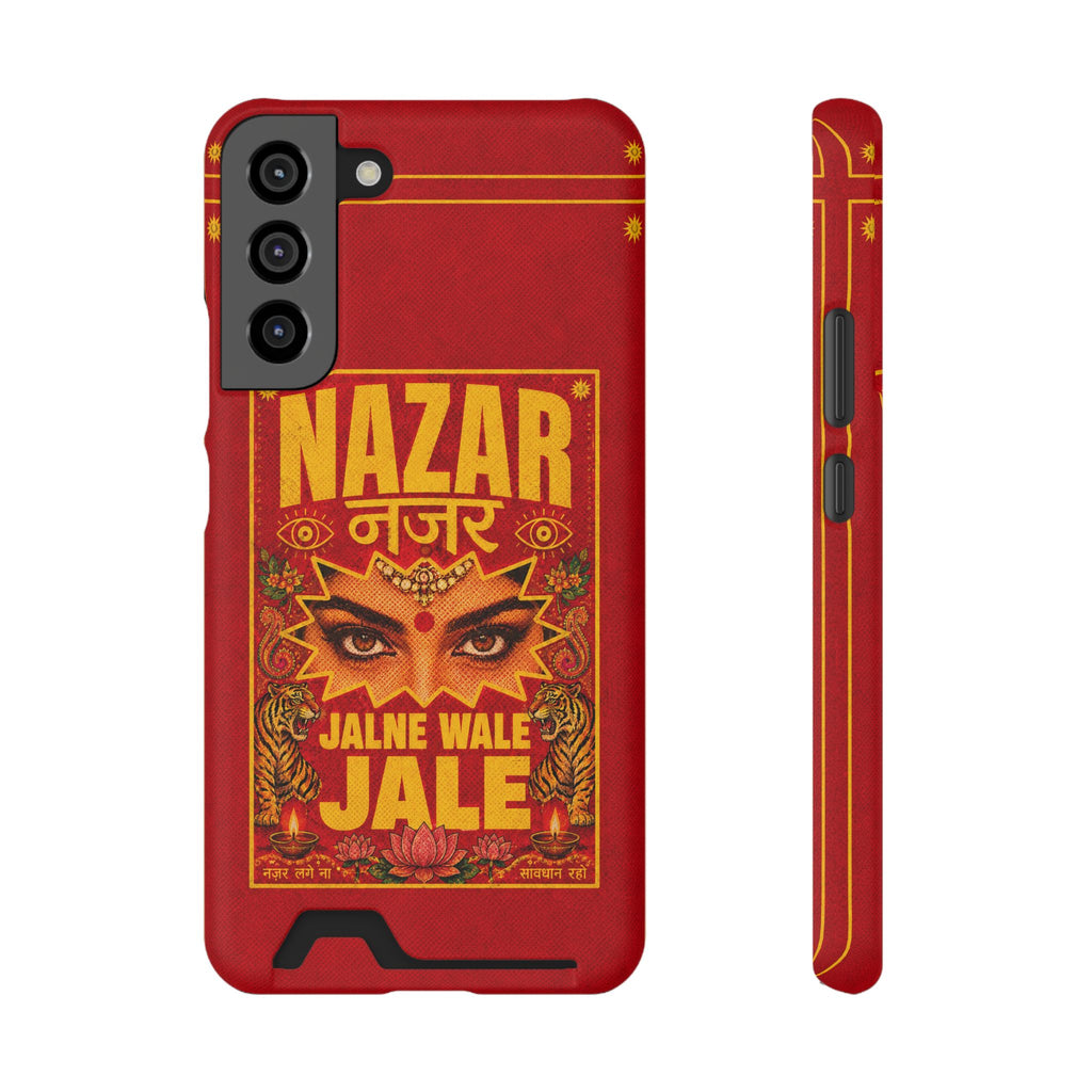 Nazar Phone Case with Card Holder — Bold Retro Indian Eye Protection Design