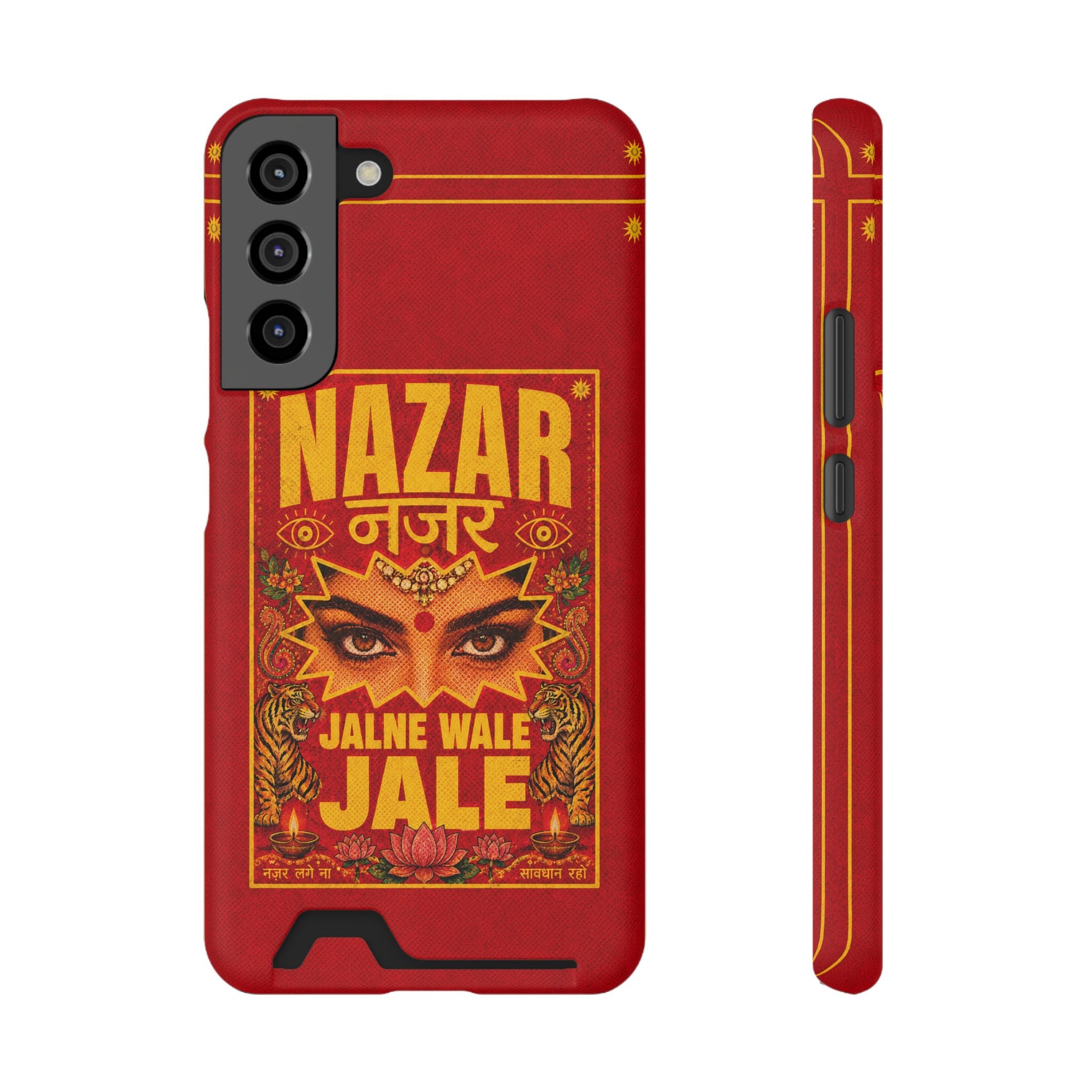 Nazar Phone Case with Card Holder — Bold Retro Indian Eye Protection Design