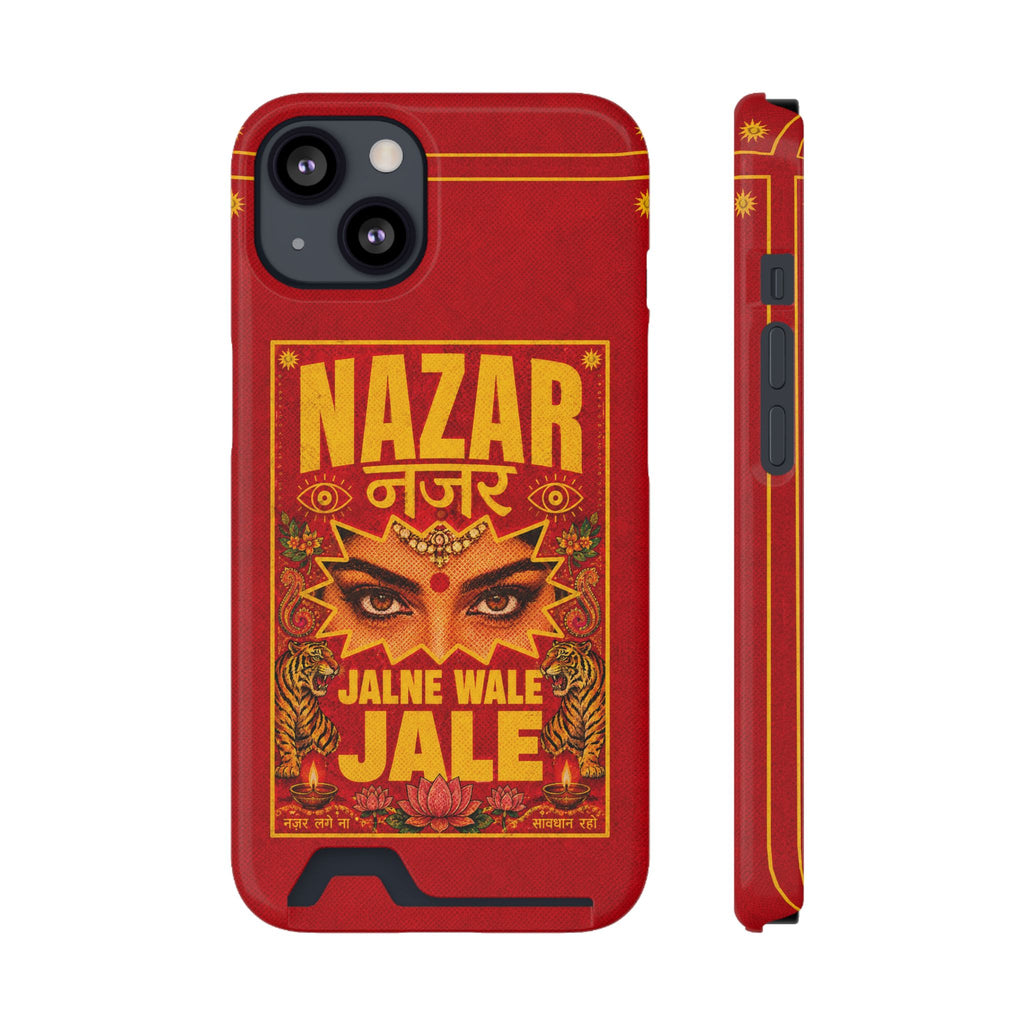 Nazar Phone Case with Card Holder — Bold Retro Indian Eye Protection Design