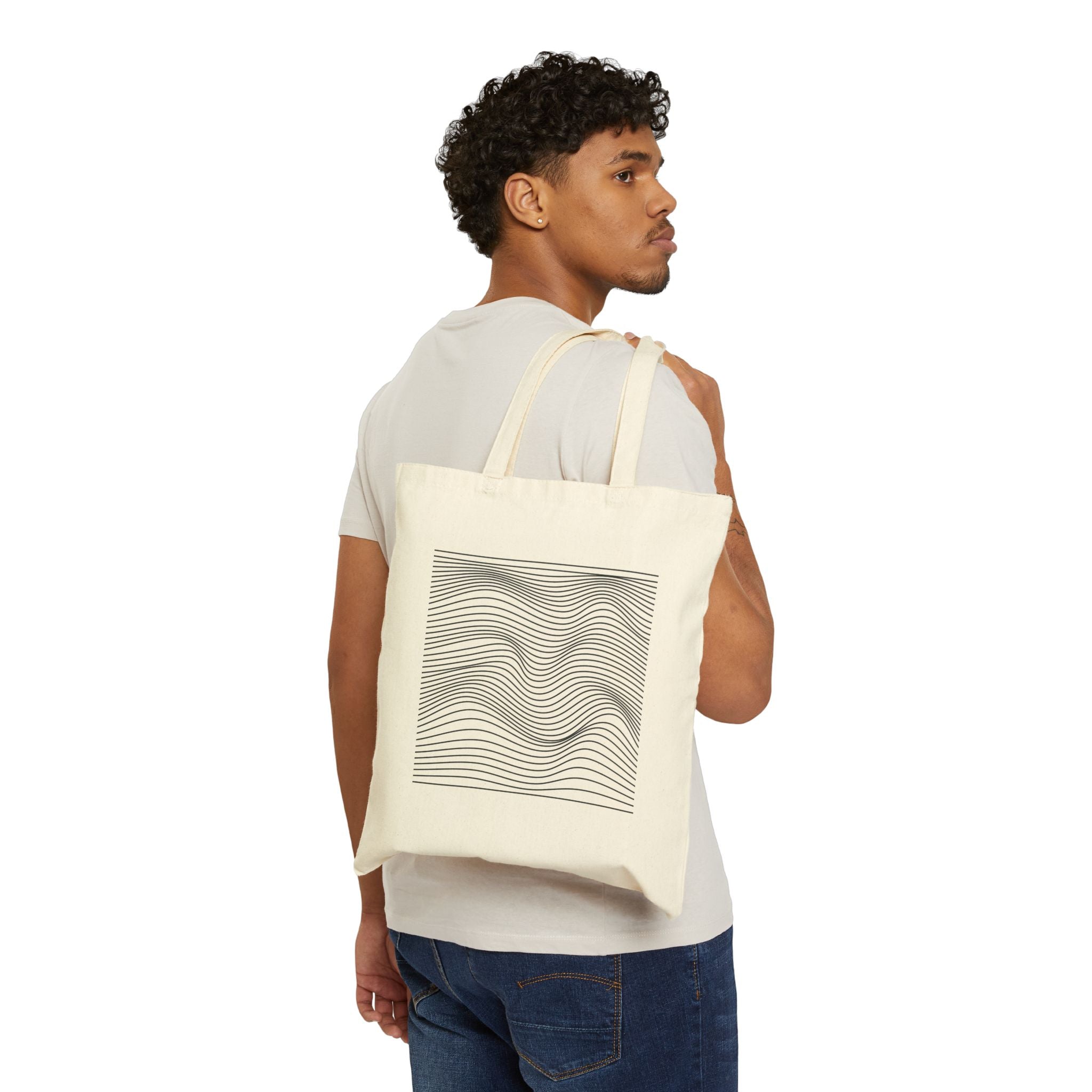 Wavy Cotton Canvas Tote Bag
