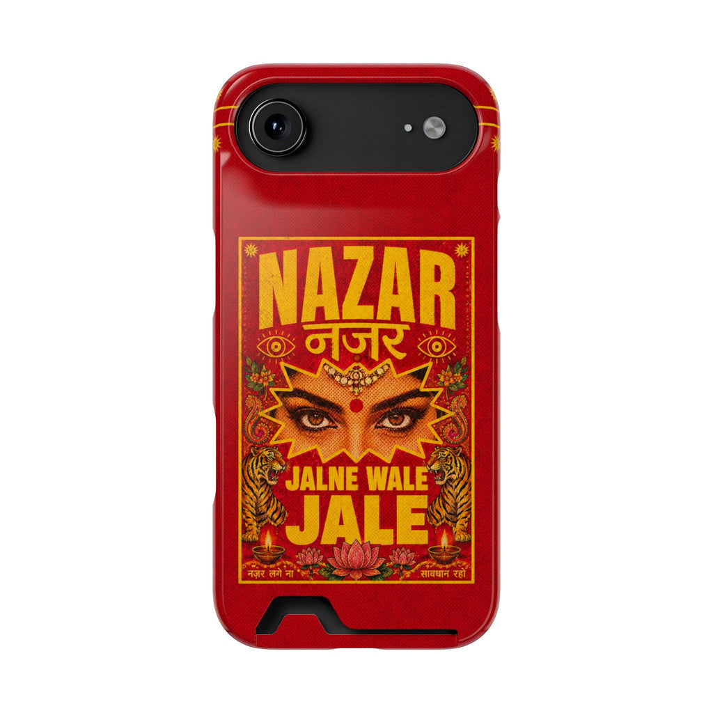 Nazar Phone Case with Card Holder — Bold Retro Indian Eye Protection Design