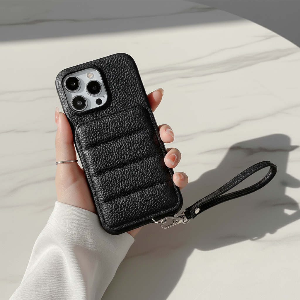 PU Leather Wallet Phone Case with Wrist Strap – Premium Edition