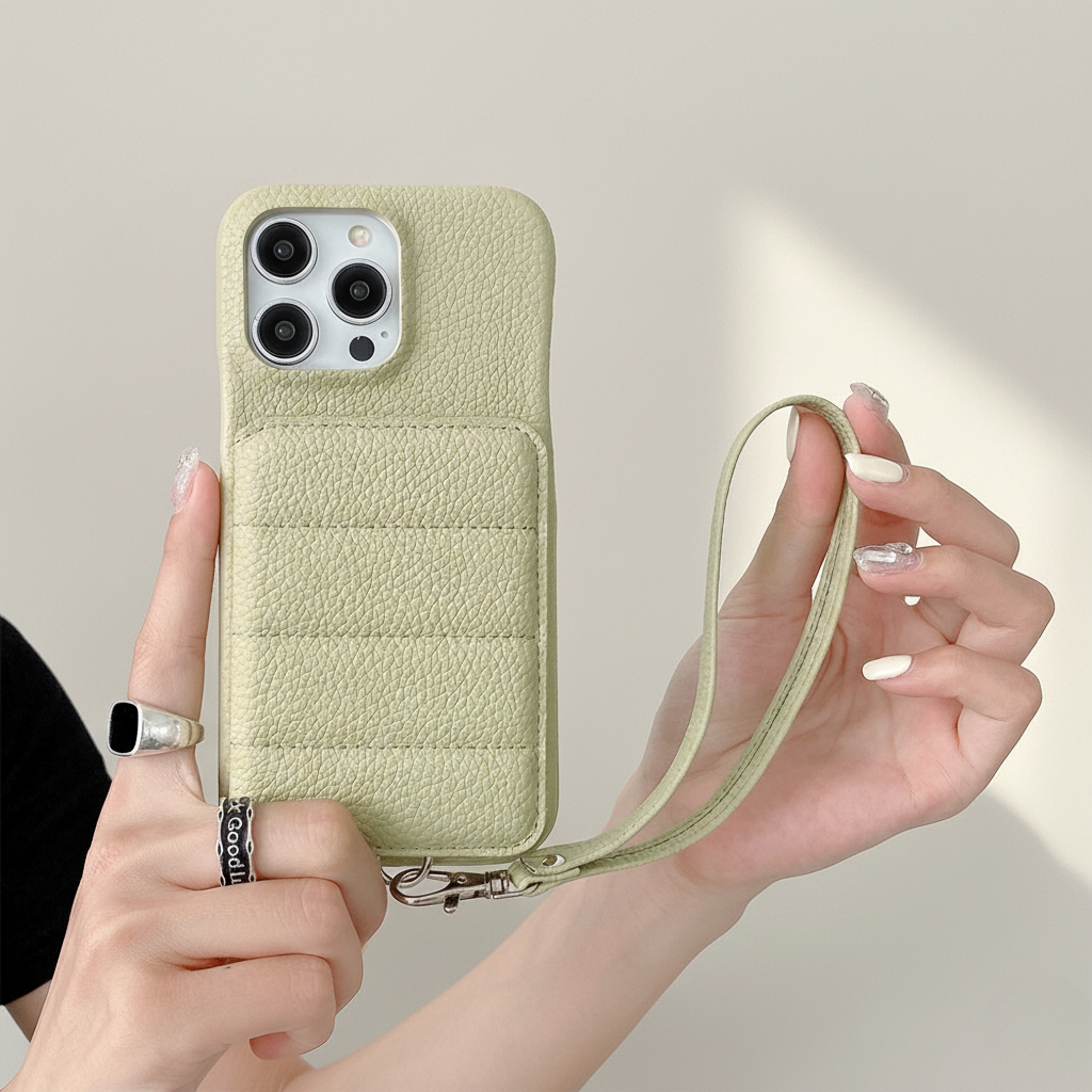 PU Leather Wallet Phone Case with Wrist Strap – Premium Edition